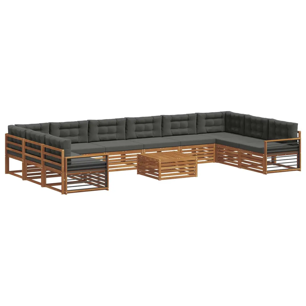Outdoor Sofa Set 11 Piece Garden Furniture Natural Anthracite Solid Acacia Wood