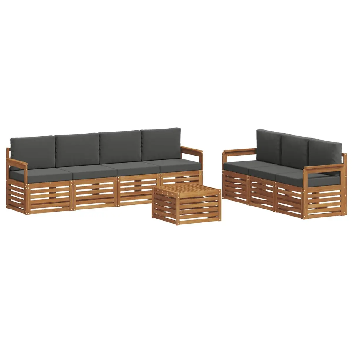 Outdoor Sofa Sets Solid Acacia Wood 8 Pieces Natural Anthracite Modular