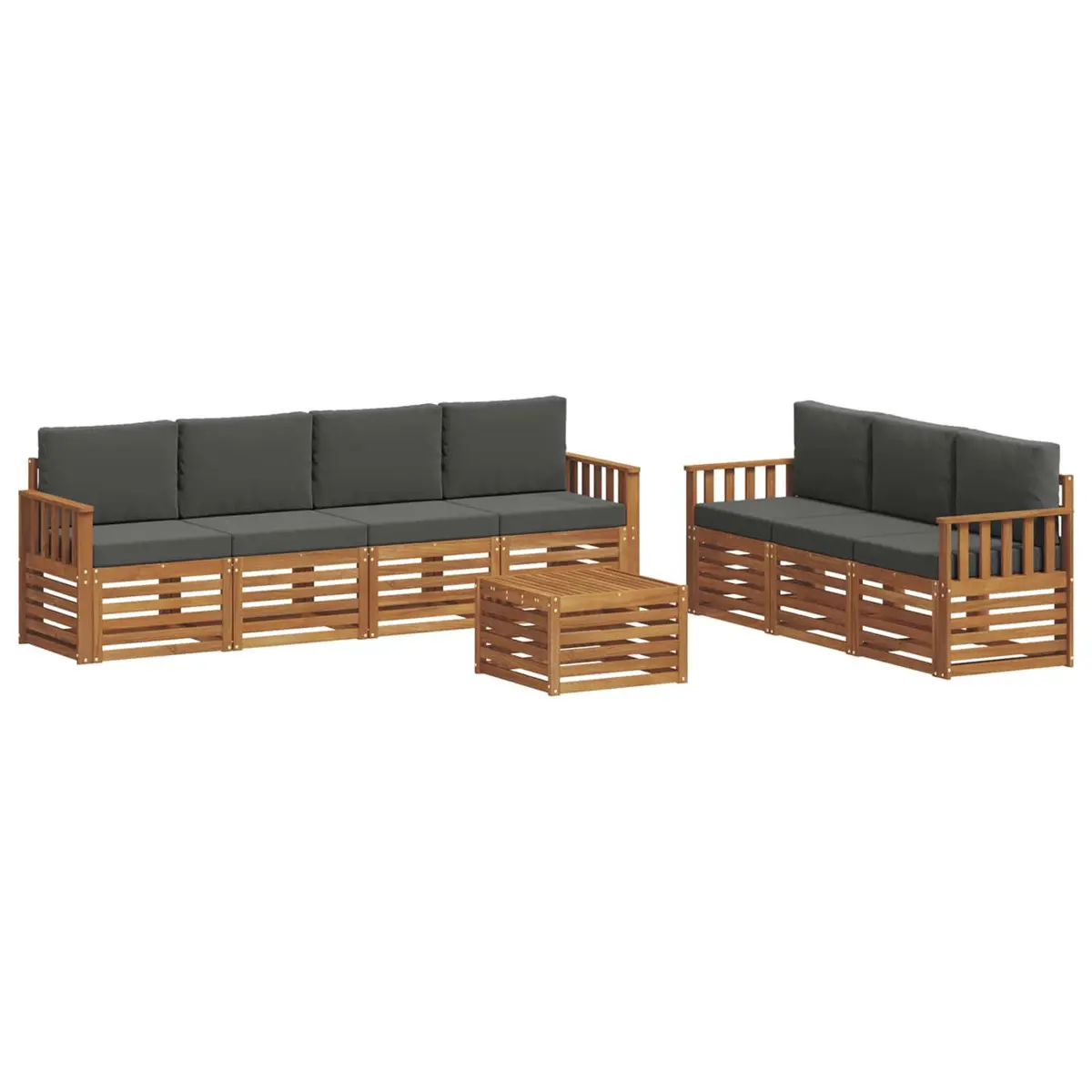 Outdoor Sofa Sets Modular Solid Acacia Wood 8 Piece Natural Anthracite Patio Furniture