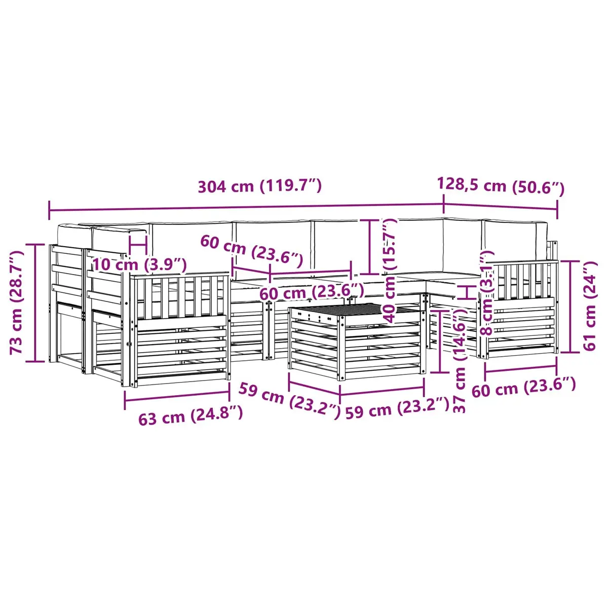 8-Piece Sofa Set for Outdoor Living
