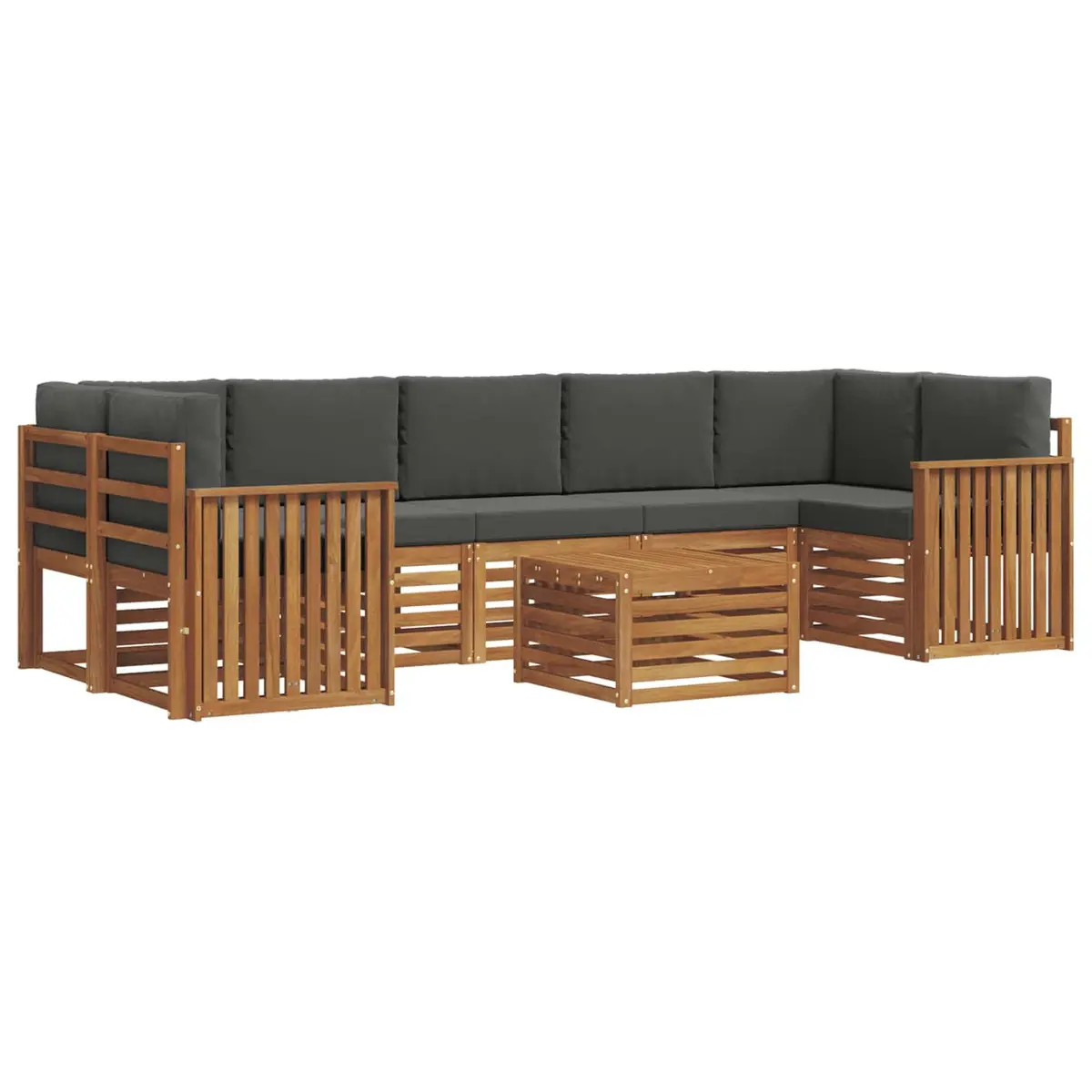 Outdoor Sofa Set 8 Pieces Natural Anthracite Solid Acacia Wood Garden Furniture