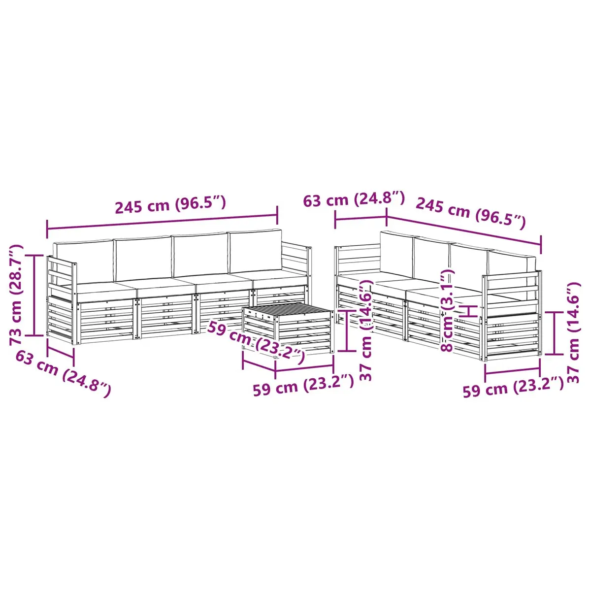 9-Piece Outdoor Sofa Set for Home Use