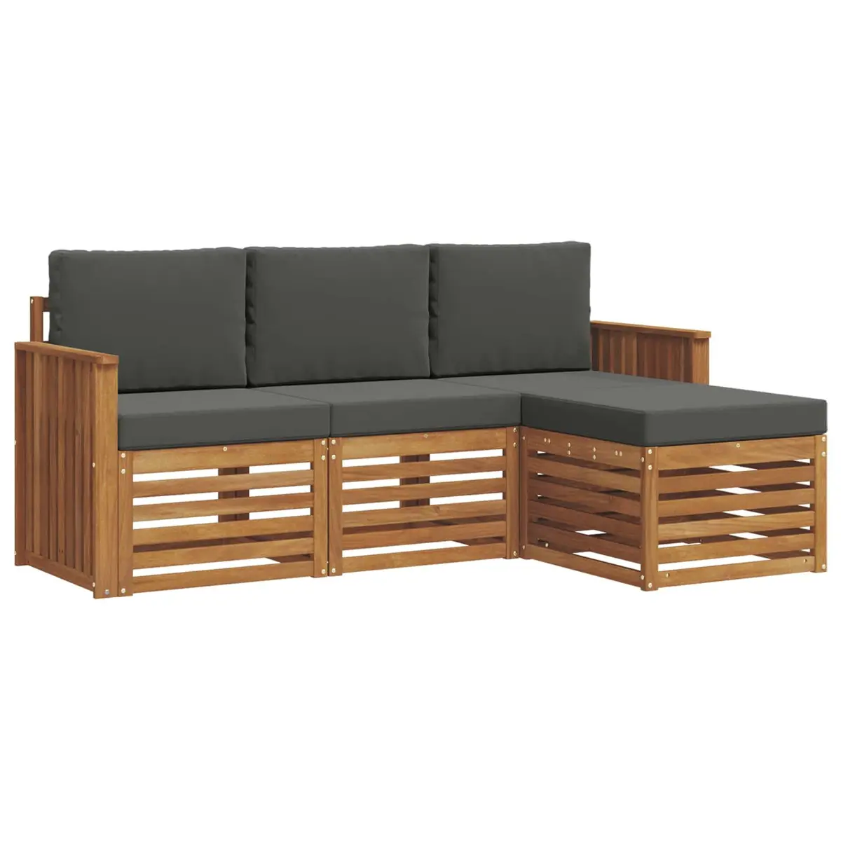 Outdoor Sofa Set 4 Pieces Natural Anthracite Garden Furniture Patio Seating
