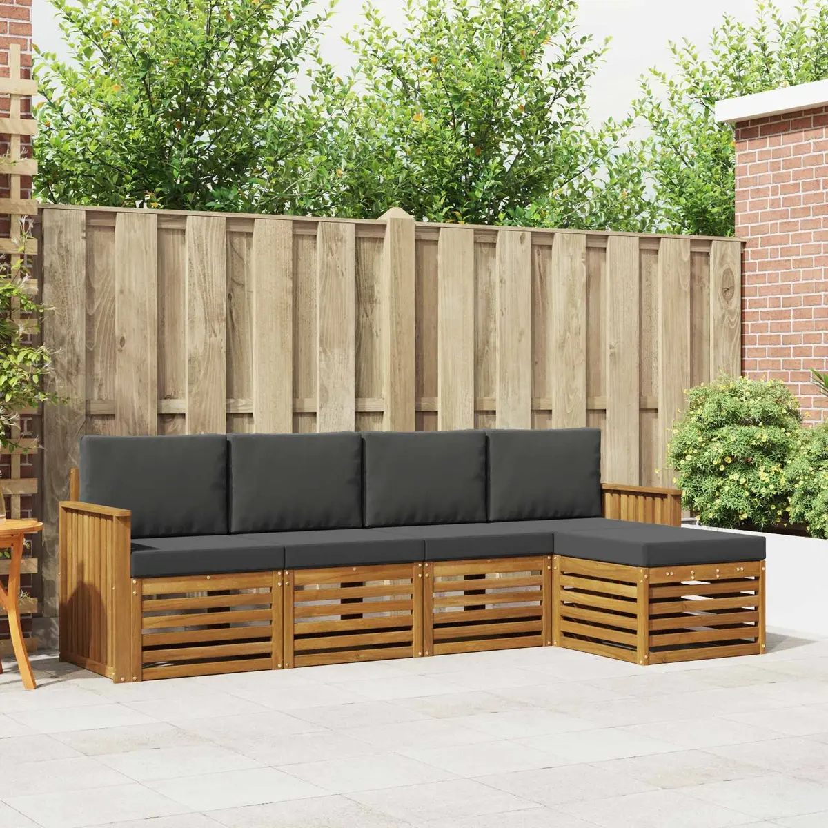 Outdoor Sofa Set 5 pcs Sectional Patio Furniture Natural Anthracite Modular