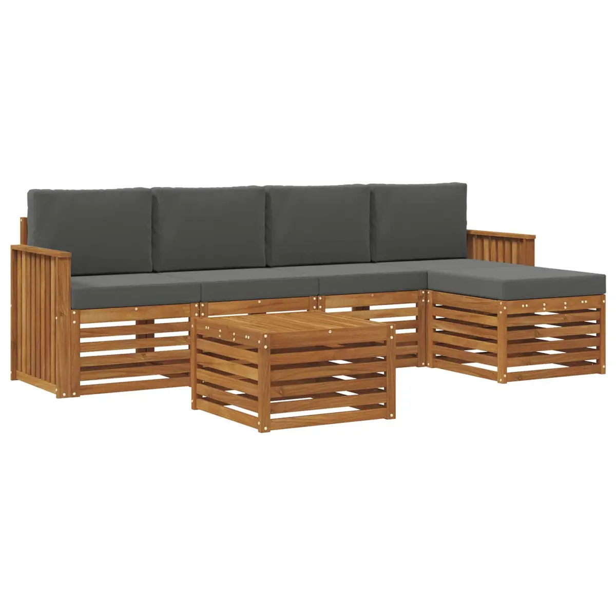 Outdoor Sofa Set 6 Piece Garden Furniture with Cushions Natural Anthracite