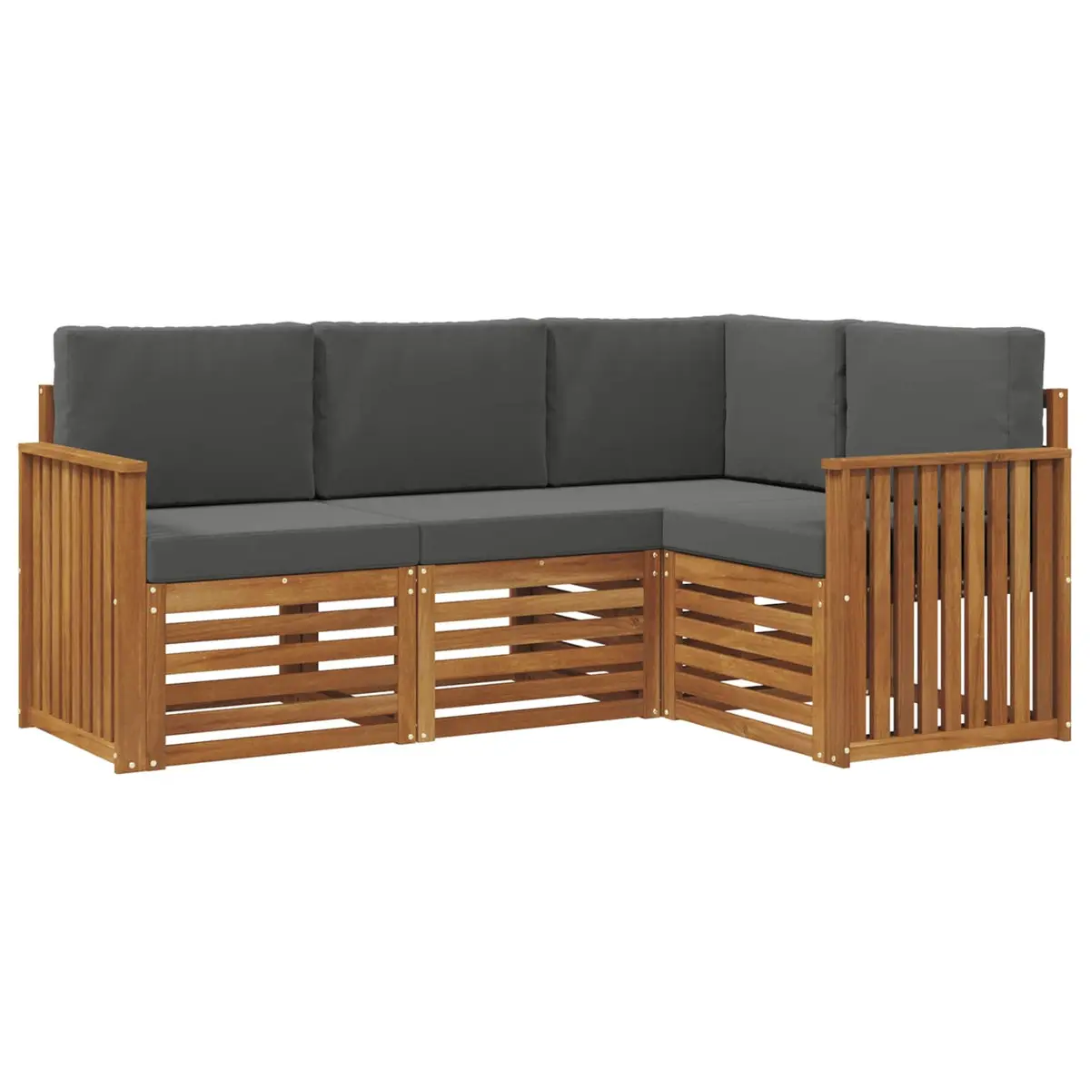 Outdoor Sofa Set Solid Acacia Wood 4 Pieces Natural Anthracite Garden Furniture