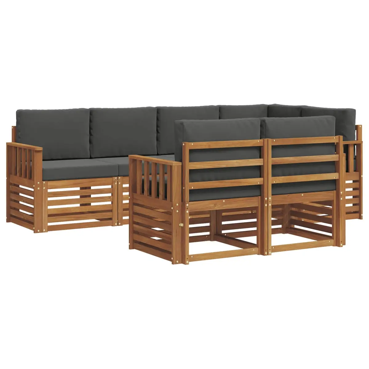 Sectional Sofa Set 7 Piece Outdoor Garden Furniture Natural Anthracite Modular