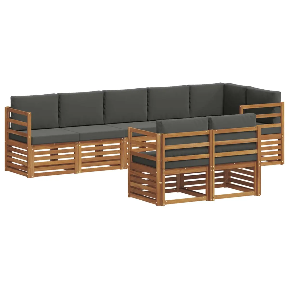 Outdoor Sofa Sets 8pcs Modular Furniture Natural Anthracite Solid Acacia Wood