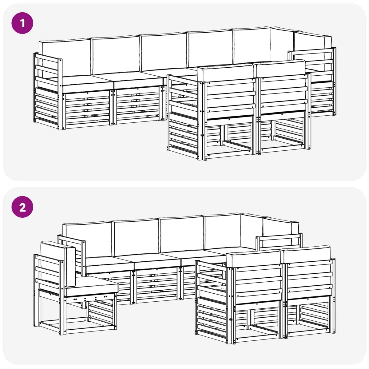 Outdoor Sofa Sets 8pcs Modular Furniture Natural Anthracite Solid Acacia Wood