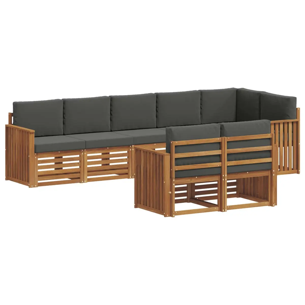 Outdoor Sofa Set 8 Pieces Natural Anthracite Solid Wood Garden Furniture Modular