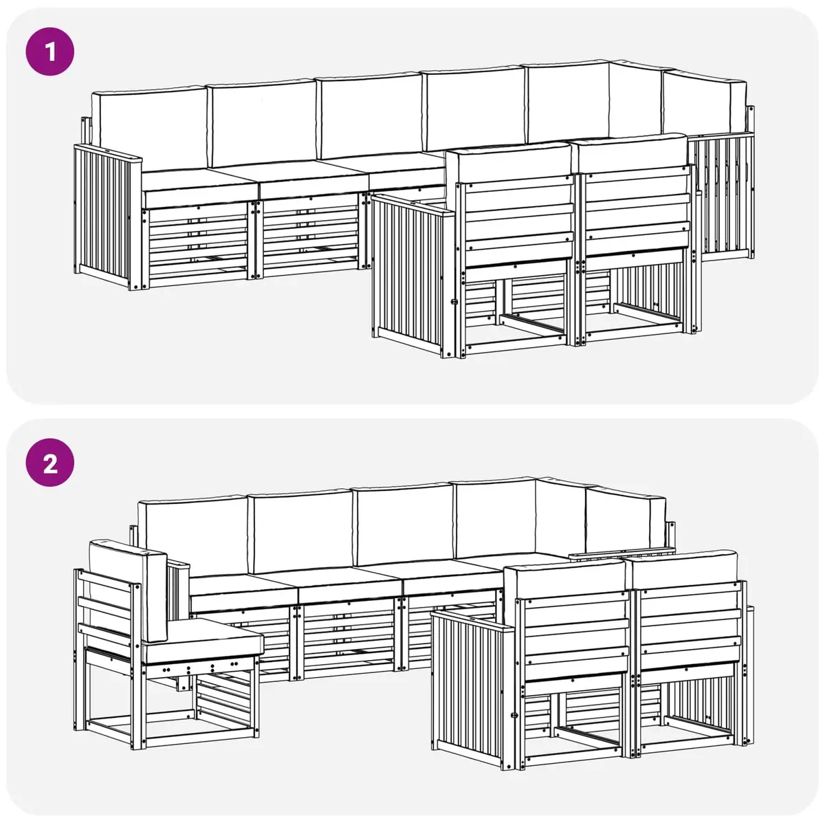 Outdoor Sofa Set 8 Pieces Natural Anthracite Solid Wood Garden Furniture Modular