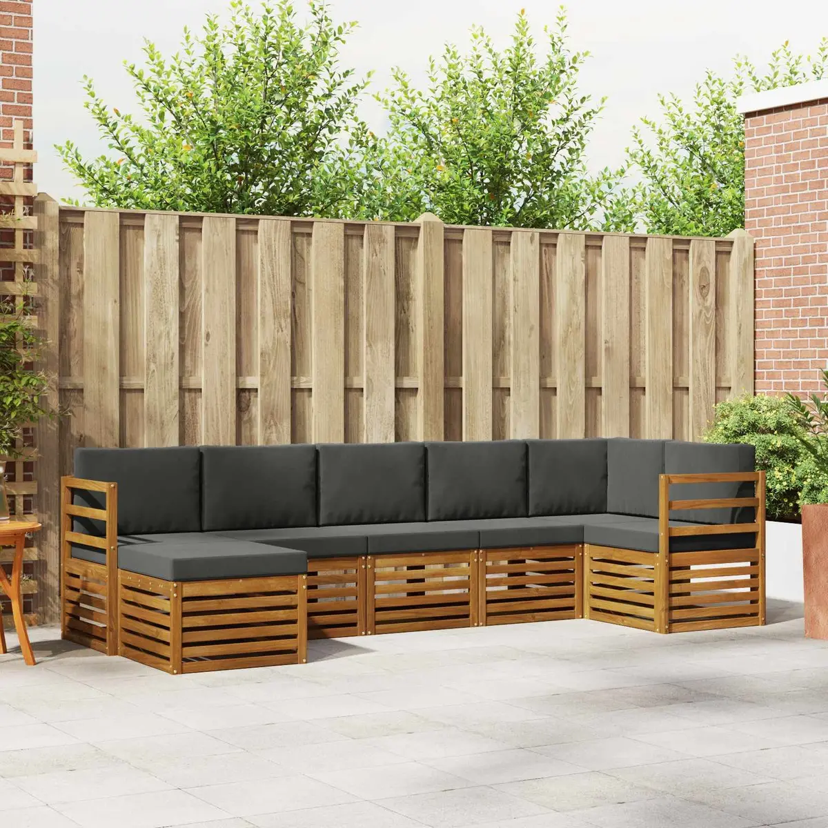 Outdoor Sectional Sofa Set 7 pcs Garden Furniture Lounge Natural Anthracite