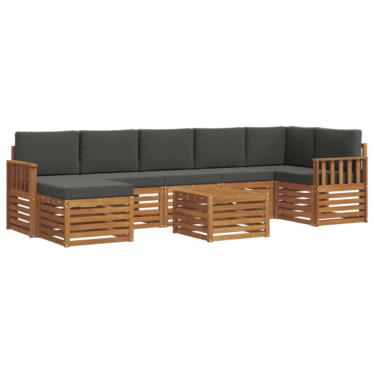 Outdoor Sofa Set 8 Pieces Garden Furniture Natural Anthracite Brown Seating