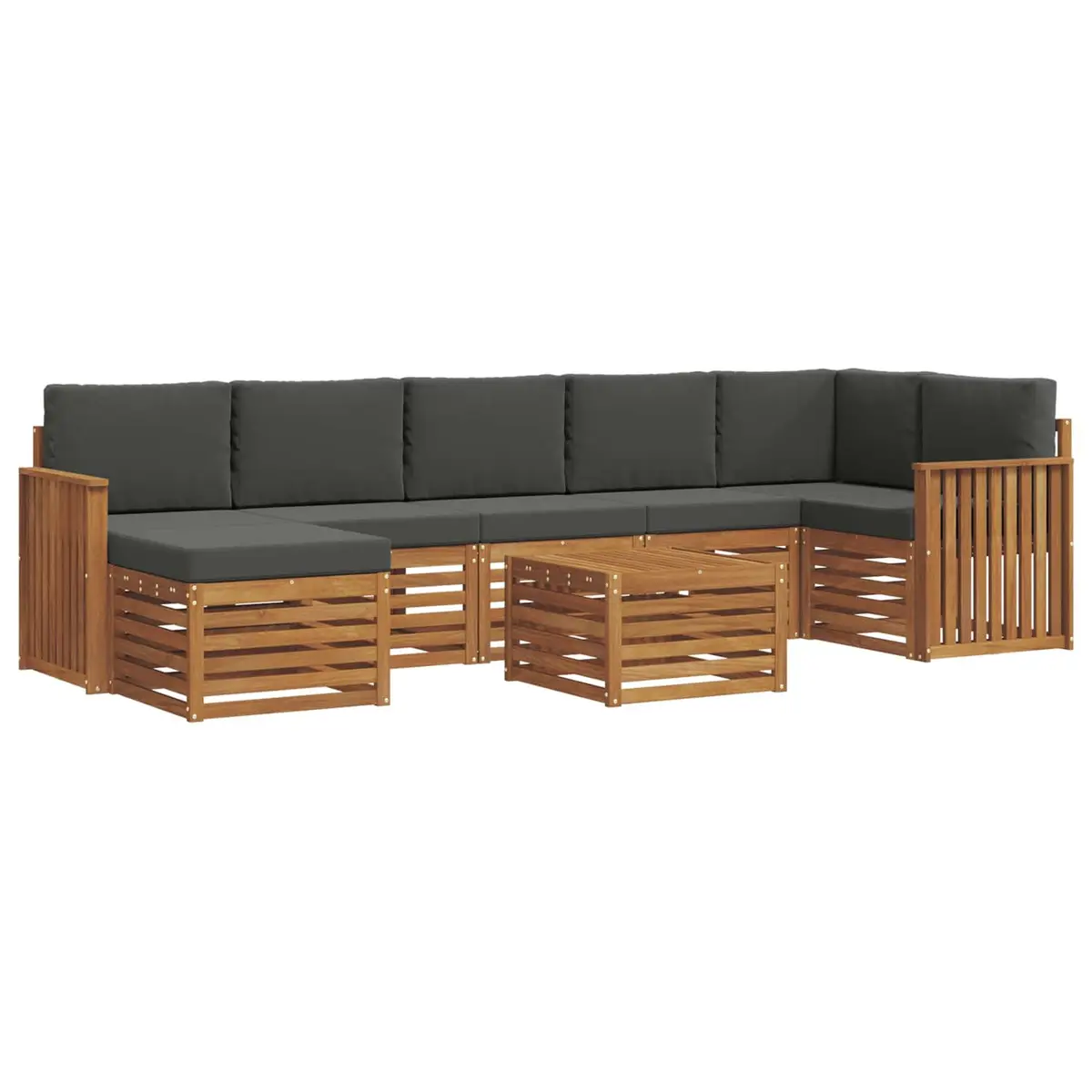 Modular Outdoor Sofa Set Solid Wood 8 Pieces Natural Anthracite Garden Patio Seating