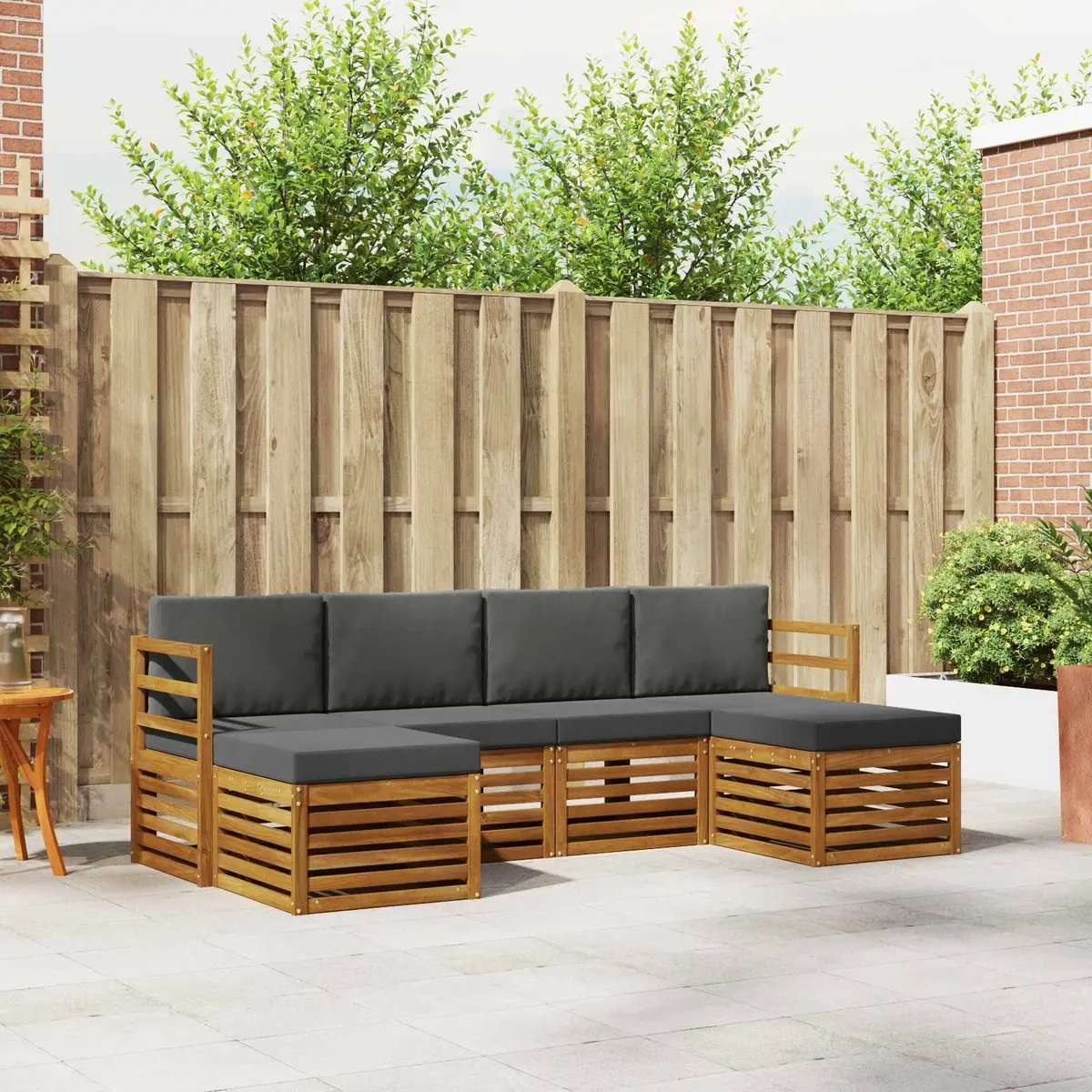 Outdoor Sofa Set Solid Acacia Wood 6 Piece Garden Patio Furniture Natural Brown