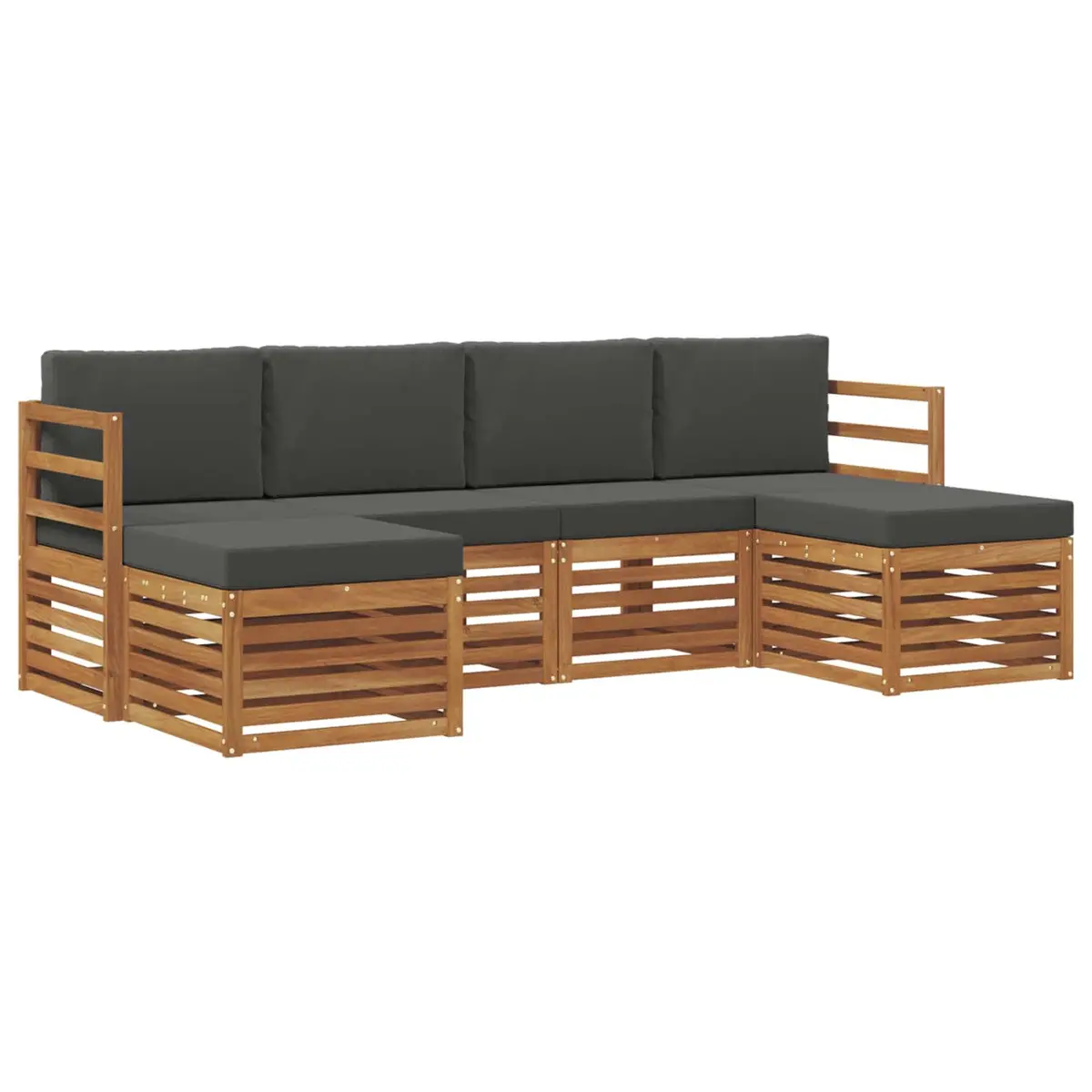 Outdoor Sofa Set Solid Acacia Wood 6 Piece Garden Patio Furniture Natural Brown