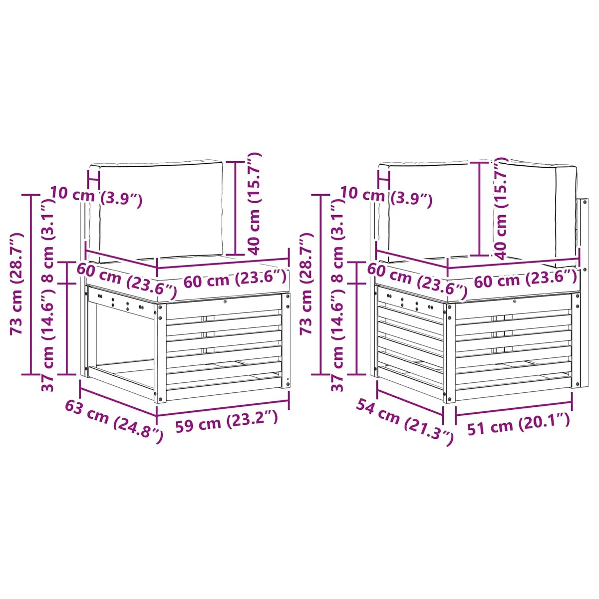 Sectional Sofa Set Solid Acacia Wood Modular 6 Pieces Brown Outdoor Garden Furniture