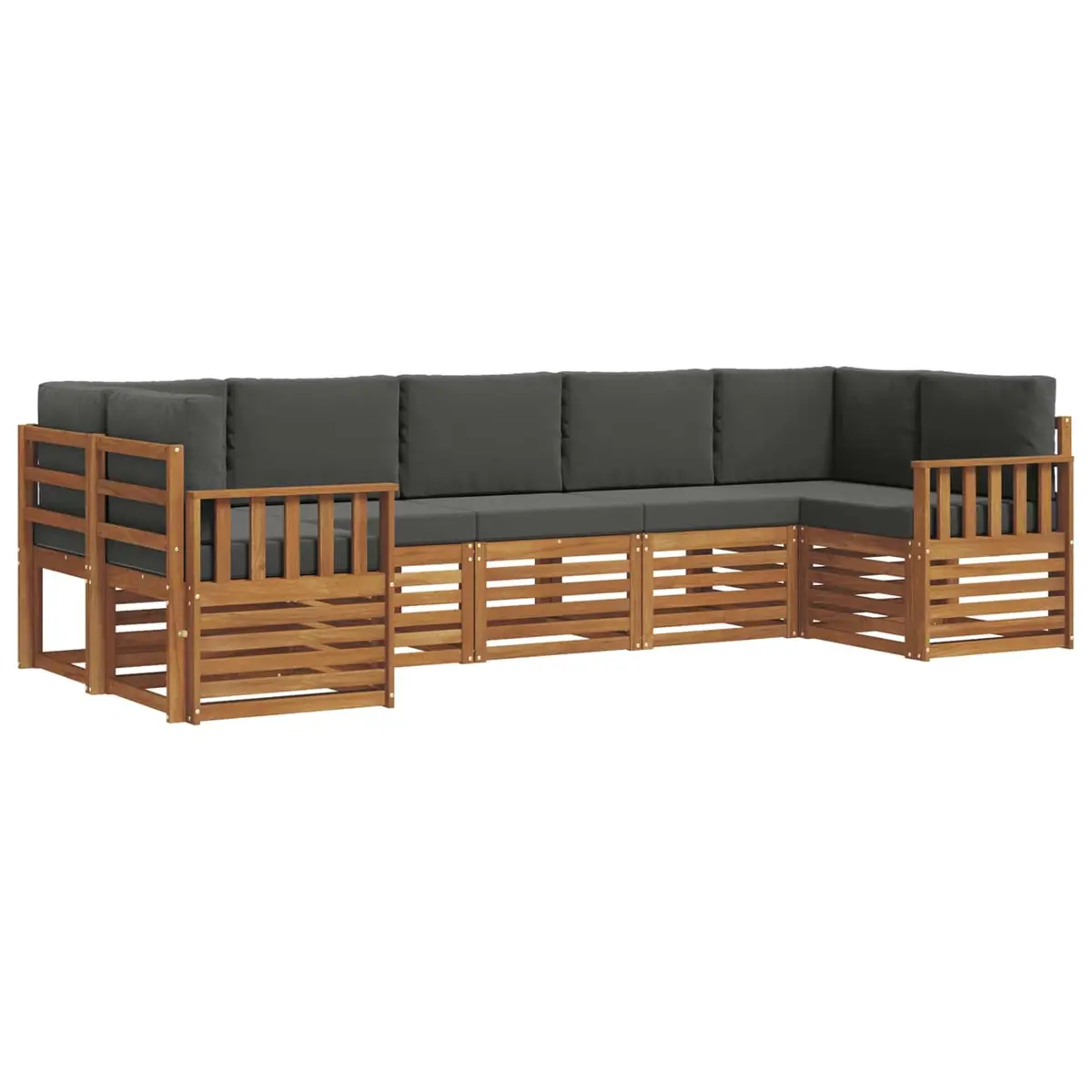Outdoor Sectional Sofa Set 7 Piece Modular Patio Garden Furniture Brown Wood