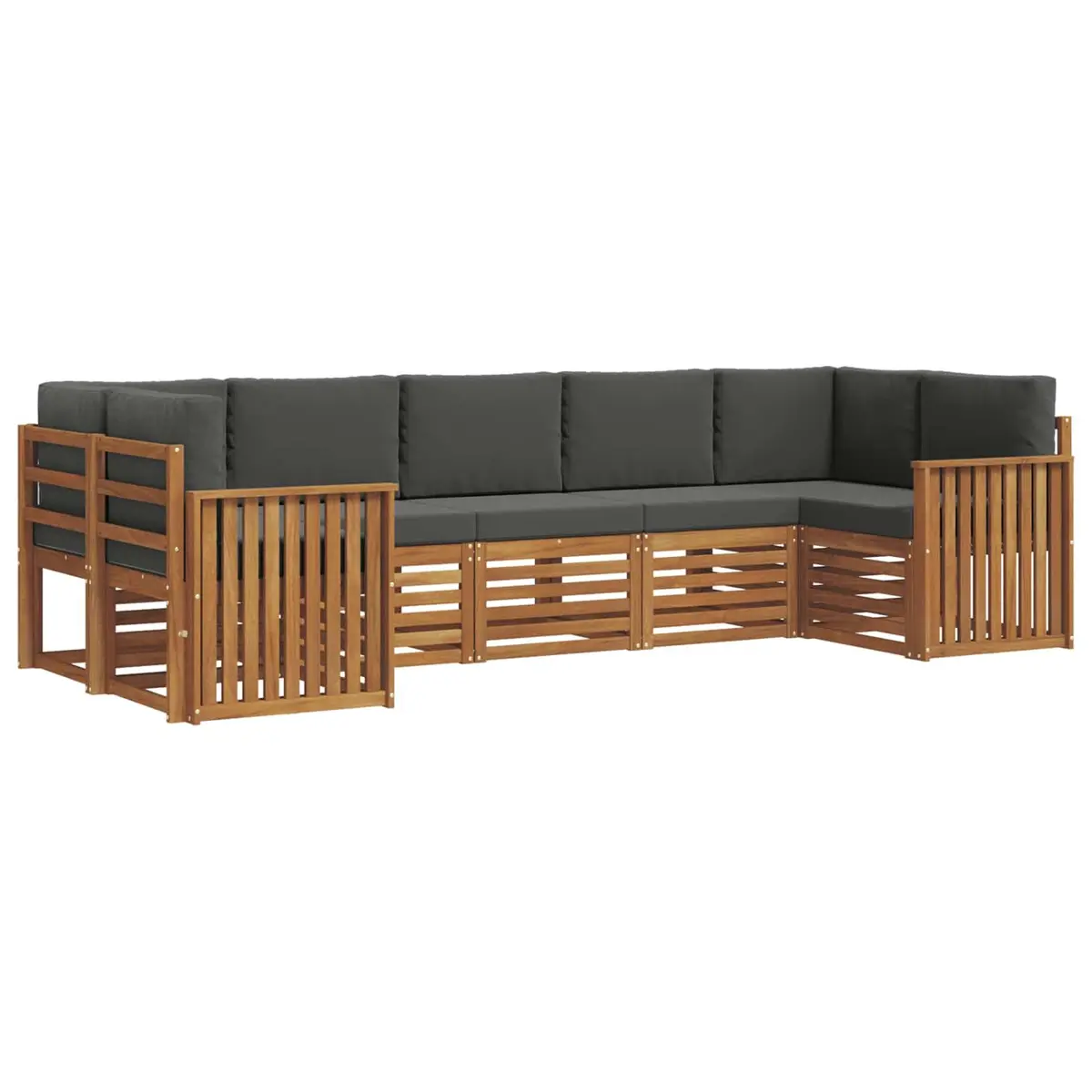 Outdoor Sectional Sofa Set 7 Pieces Modular Garden Patio Furniture Brown Natural