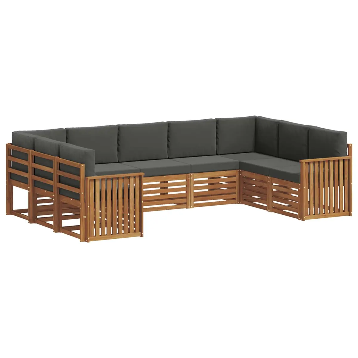 Outdoor Sectional Sofa Set Modular Acacia Wood 9 Piece Natural