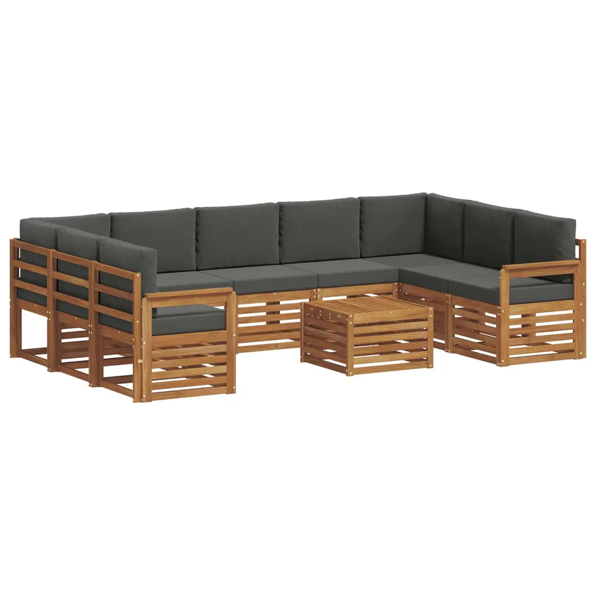 Outdoor Sofa Sets 10 Piece Solid Acacia Wood Garden Furniture Brown Anthracite