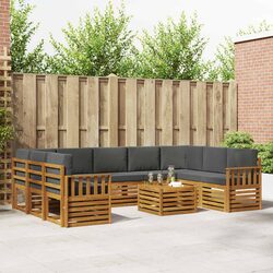 Practical 10-Piece Acacia Wood Sofa Set for Outdoor Use