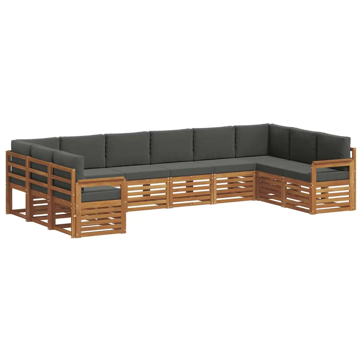 Sectional Sofa Set Outdoor Garden Patio Furniture 10 Pieces Natural Brown