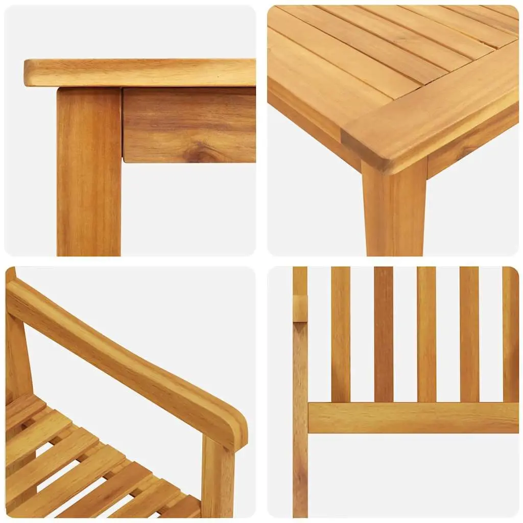 Garden Dining Set 5 Pieces Brown Solid Wood Outdoor Furniture Patio Table Chairs