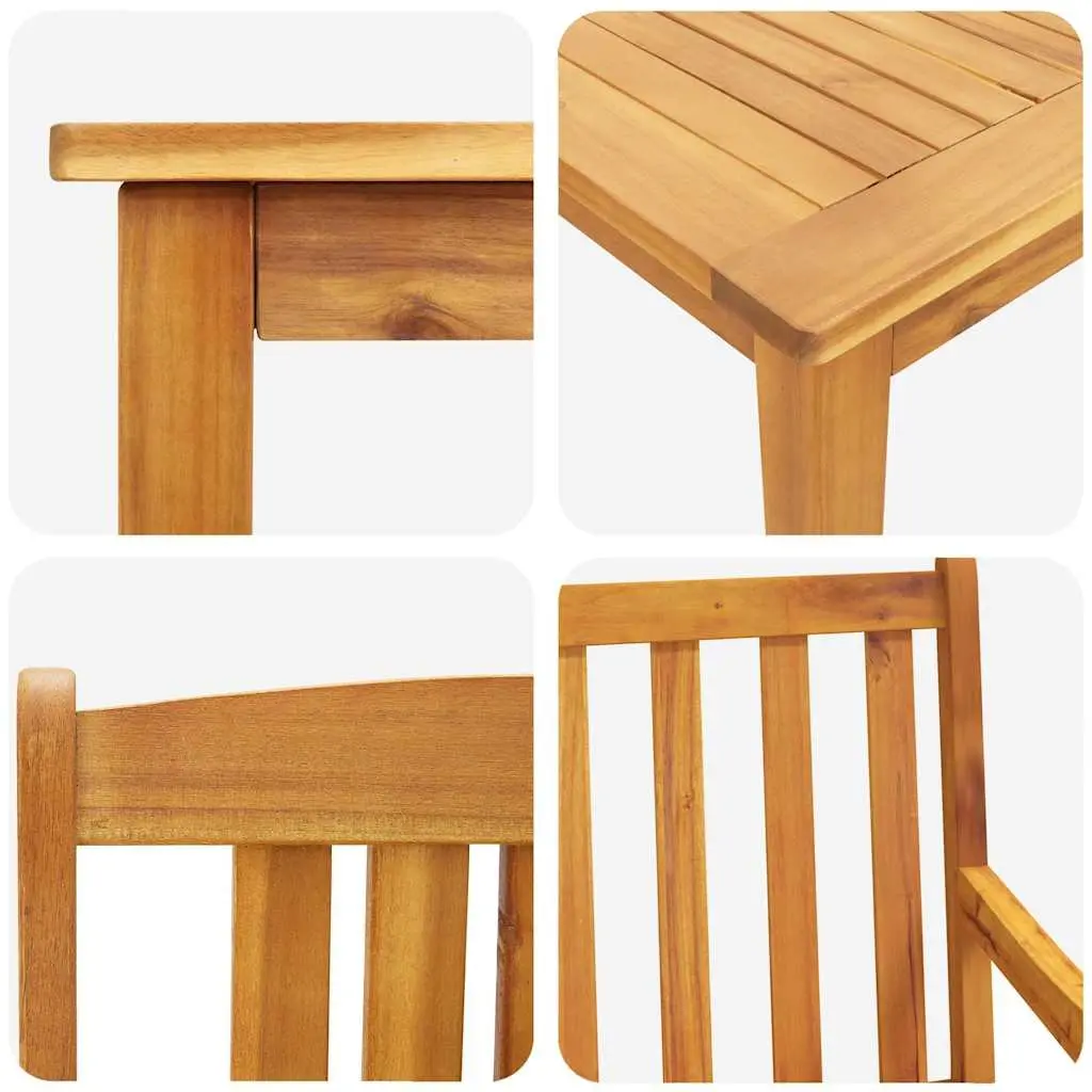 Garden Dining Set Solid Acacia Wood 9 Piece Outdoor Furniture Brown