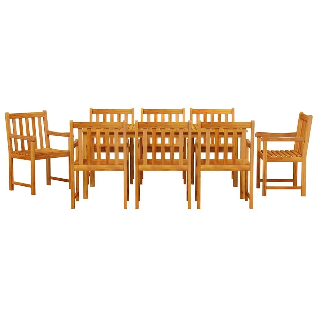Garden Dining Set Solid Acacia Wood 9 Piece Outdoor Furniture Brown