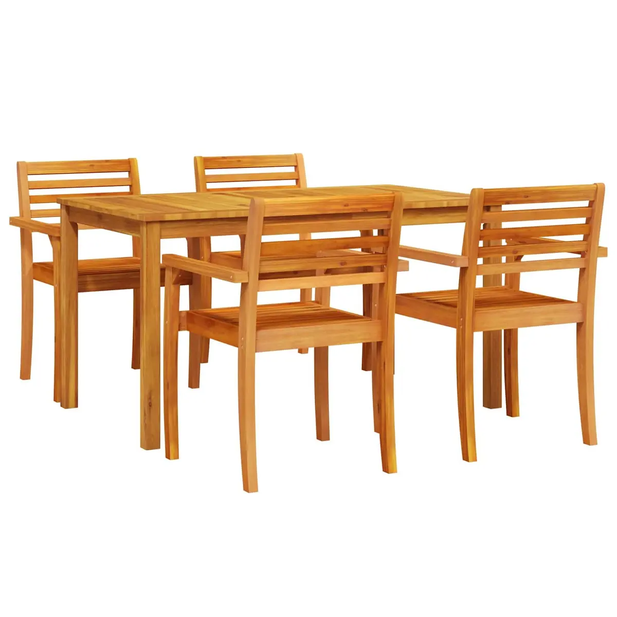Garden Dining Set Acacia Wood 5 Piece Brown Rustic Outdoor Patio Furniture