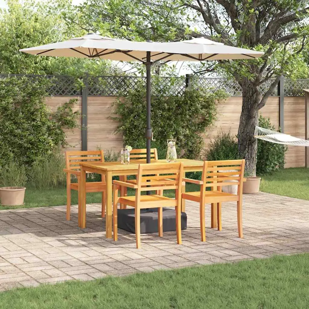 Garden Dining Set Acacia Wood 5 Piece Outdoor Furniture Brown