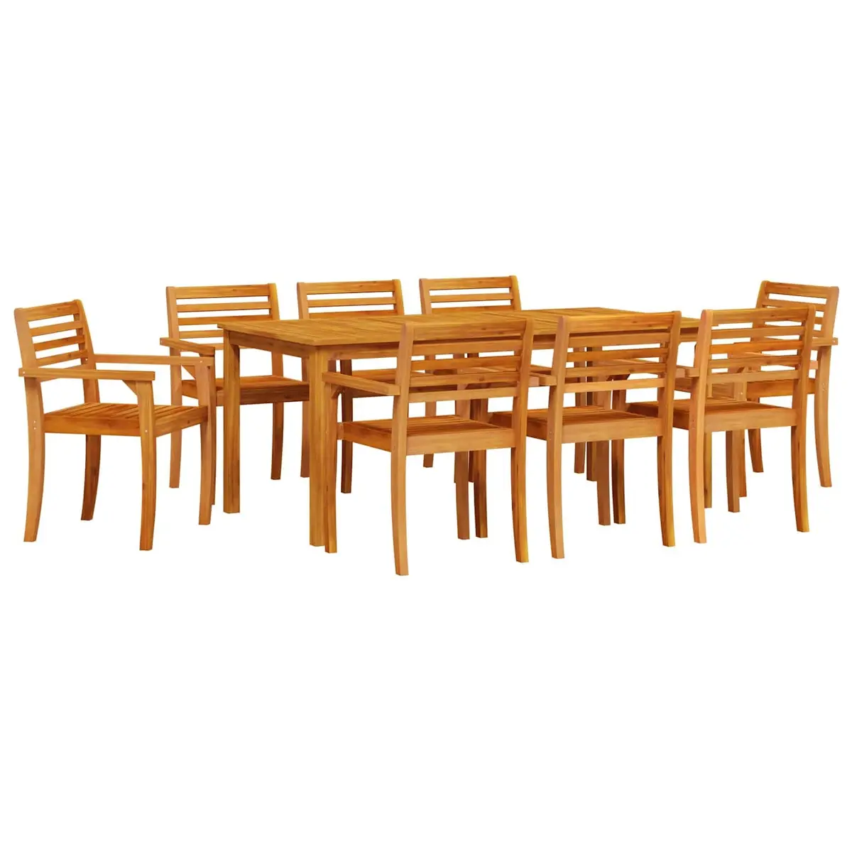 9 Piece Outdoor Furniture Set Acacia Wood Rustic Dining Table and Chairs Brown