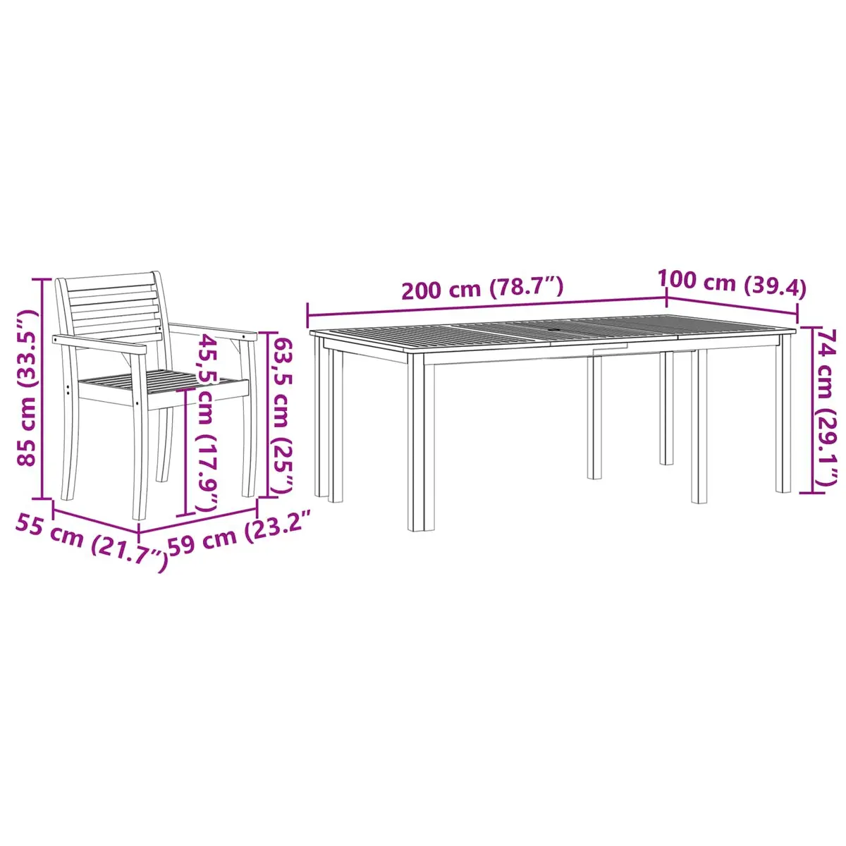 9 Piece Outdoor Furniture Set Acacia Wood Rustic Dining Table and Chairs Brown