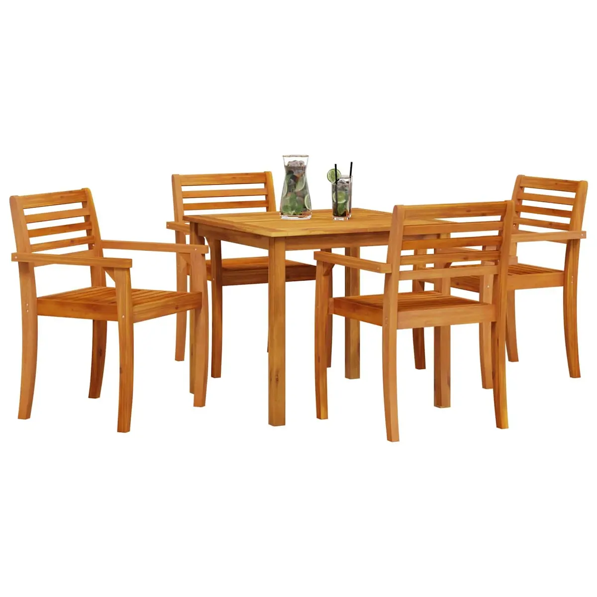 Outdoor Furniture Set 5 Pieces Rustic Solid Acacia Wood Brown Patio Dining