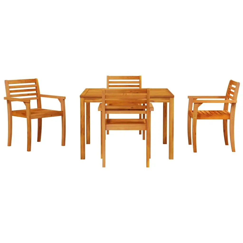 Garden Dining Set 5 Piece Brown Acacia Wood Outdoor Furniture Patio Table Chair