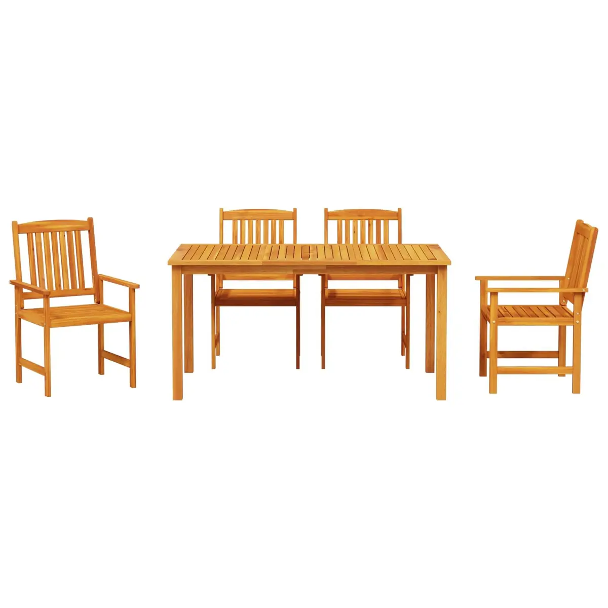 Garden Dining Set Solid Acacia Wood 5 Piece Brown Outdoor Table Chairs