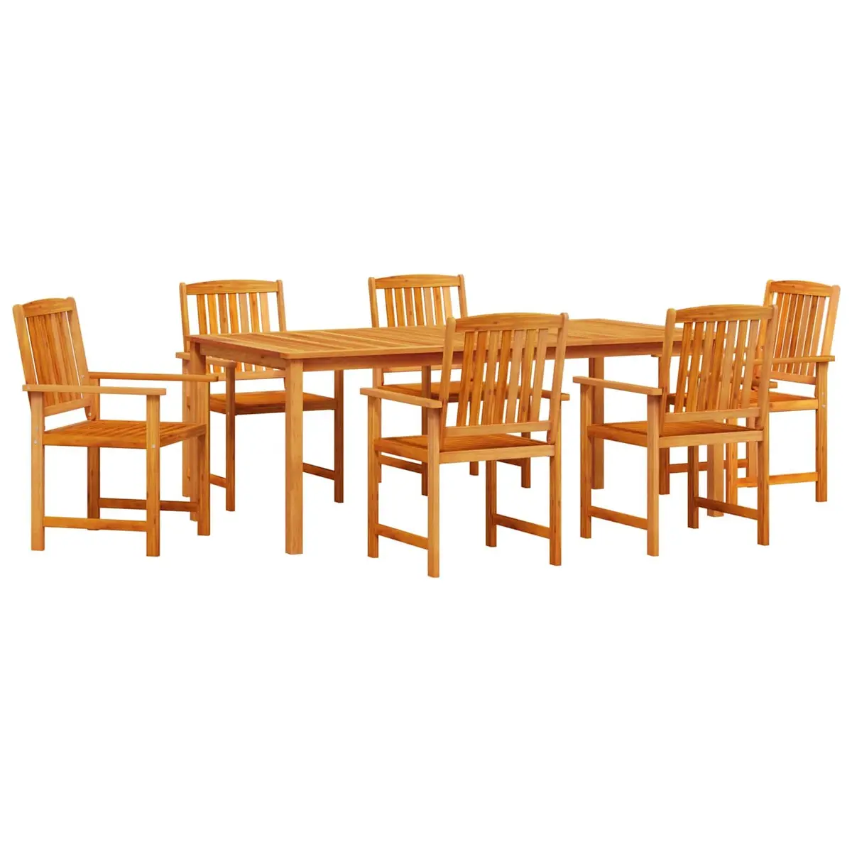 Outdoor Dining Set Brown Acacia Wood 7 Piece Garden Furniture Patio