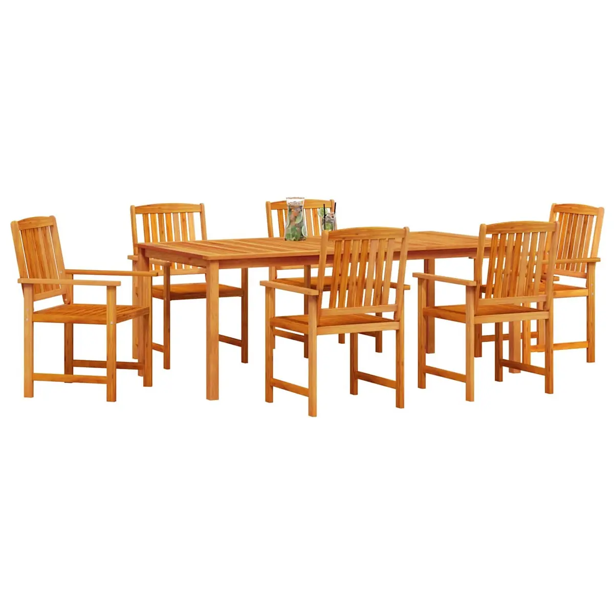 Outdoor Dining Set Brown Acacia Wood 7 Piece Garden Furniture Patio