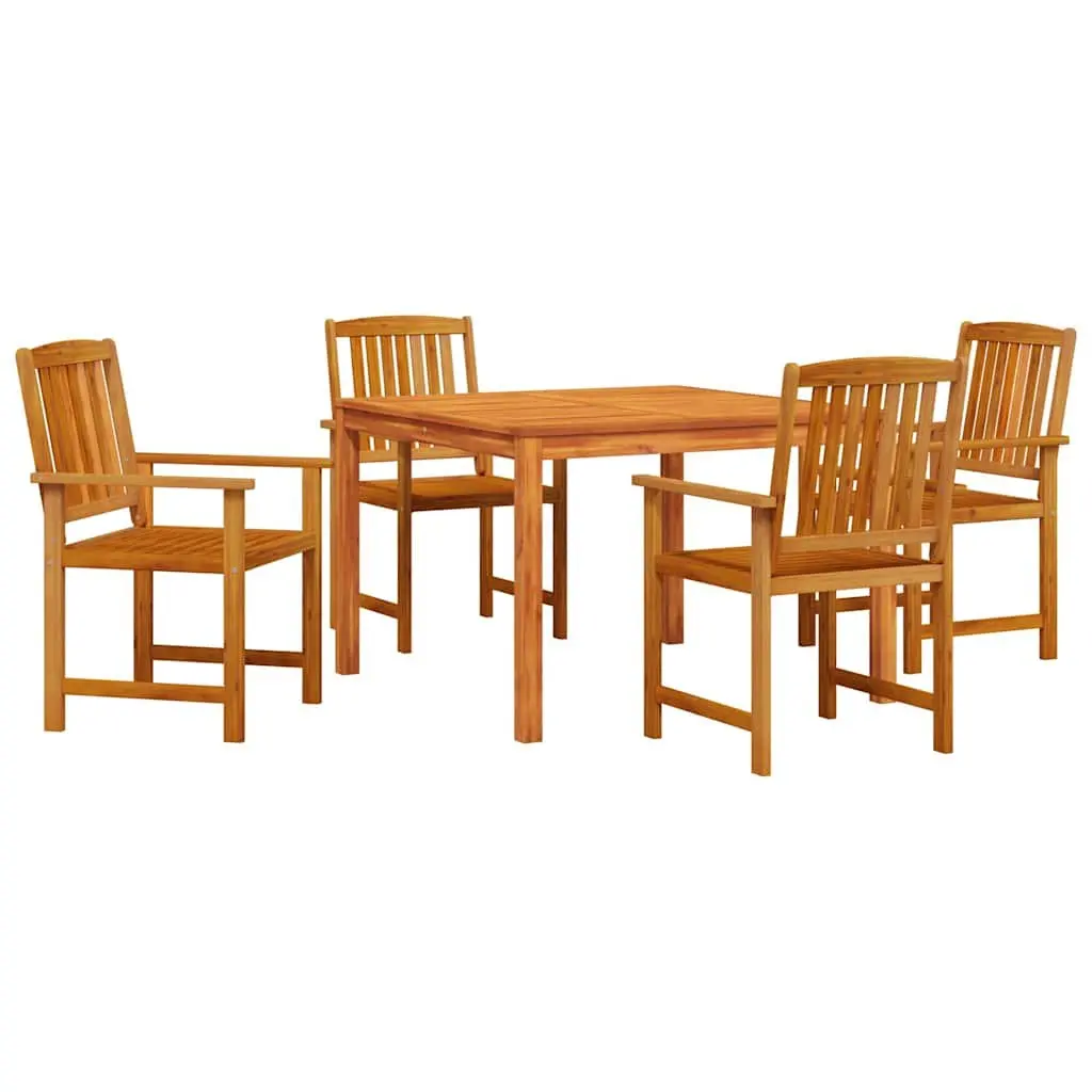 Outdoor Dining Set 5 Piece Brown Acacia Wood Furniture Rustic Garden Patio Table