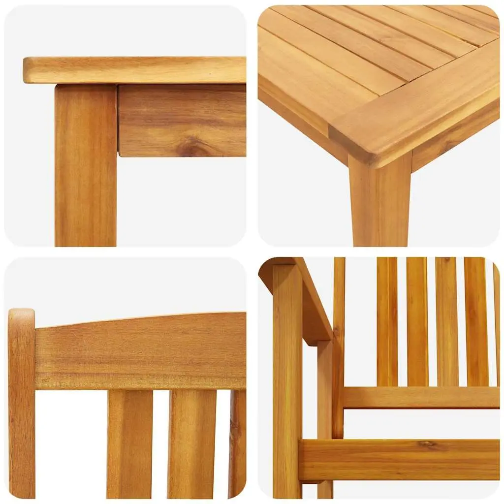 Outdoor Dining Set 5 Piece Brown Acacia Wood Furniture Rustic Garden Patio Table