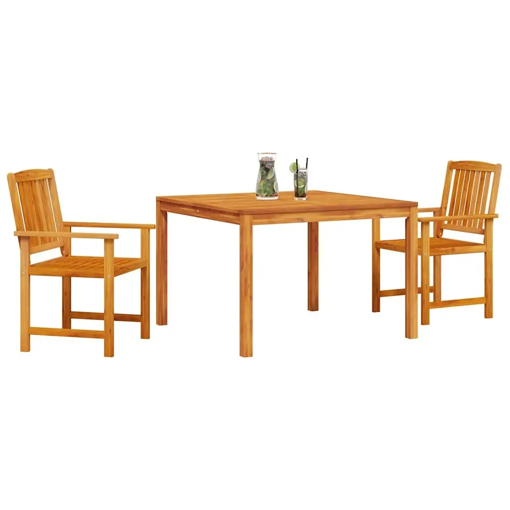 Outdoor Furniture Set Solid Acacia Wood Brown 3 Piece Table and Chairs