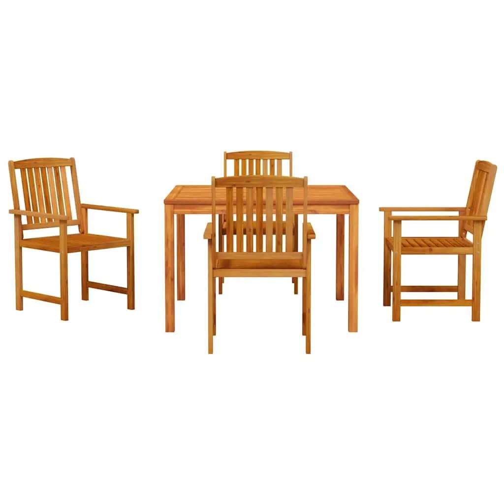 Outdoor Dining Set Rustic Acacia Wood 5 Piece Brown Garden Furniture