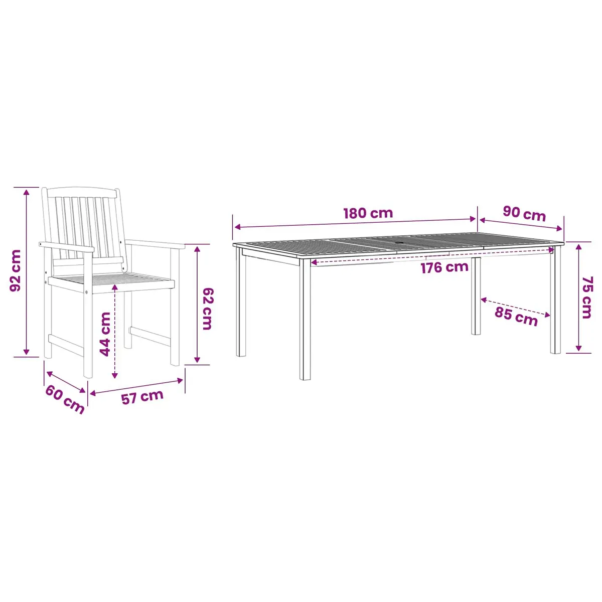Outdoor Dining Set 7 Piece Brown Acacia Wood Furniture Table with Cushions and Chairs