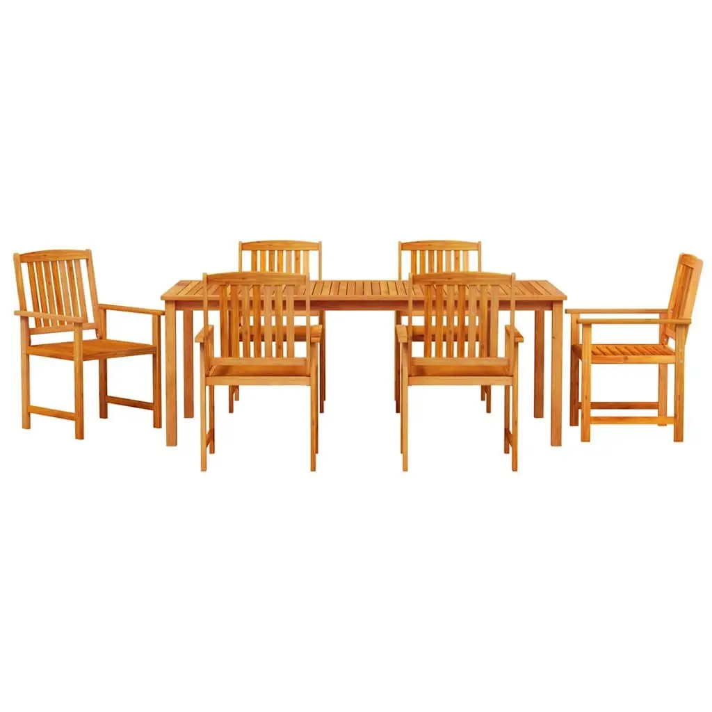 Outdoor Dining Set 7 Piece Brown Acacia Wood Furniture Table with Cushions and Chairs