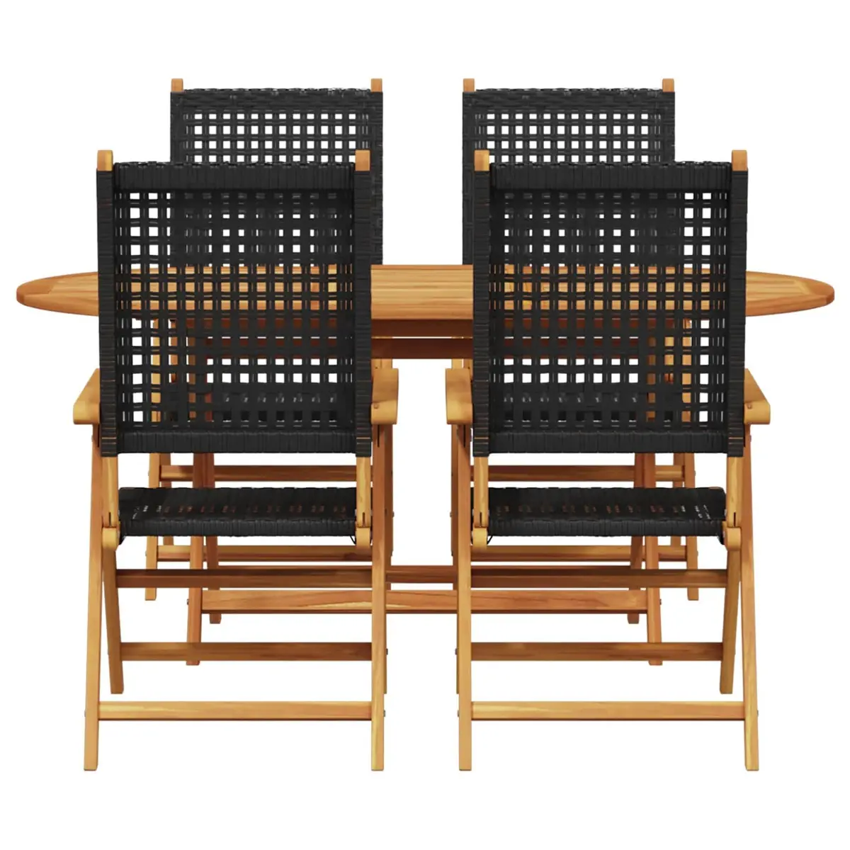 Garden Dining Set Folding Acacia Wood 5 Piece Black