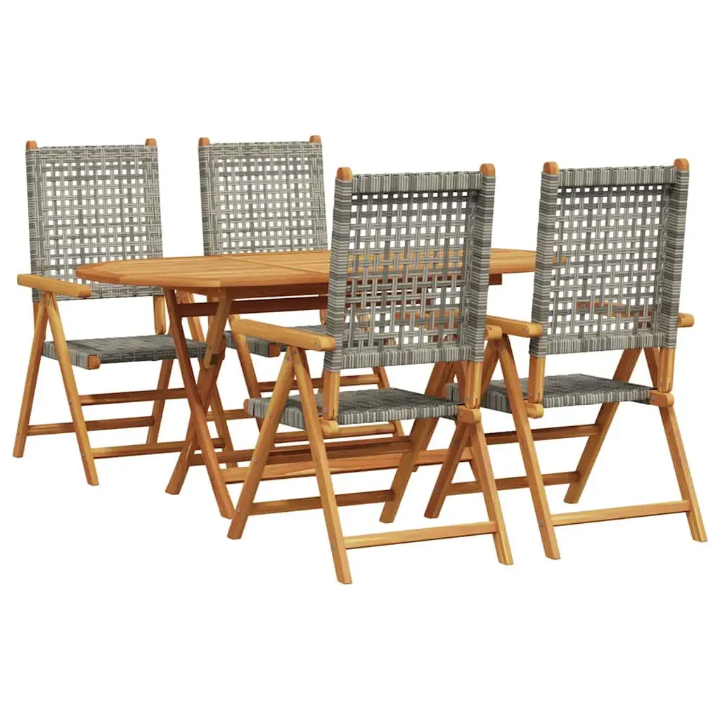 Garden Dining Set Folding 5 Piece Acacia Wood Grey