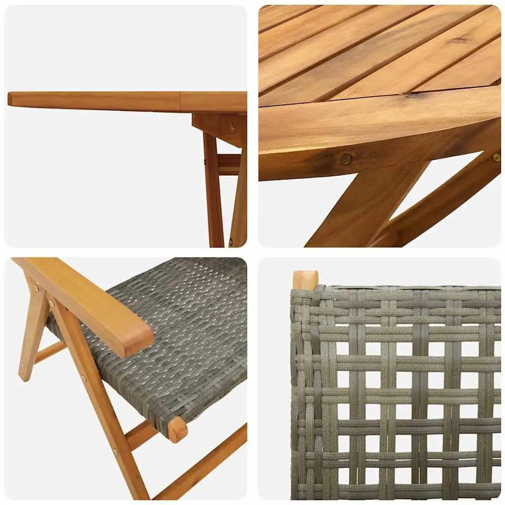 Garden Dining Set Folding 5 Piece Acacia Wood Grey