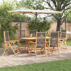 Functional 7 Piece Folding Garden Dining Set Grey Acacia Wood
