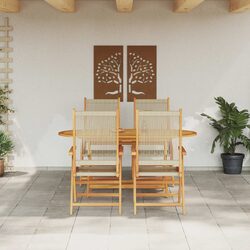 Outdoor 5-Piece Folding Dining Set in Beige